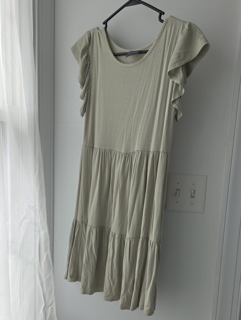 Olivia Rae Light Sage Ruffle Sleeve Tiered Tunic